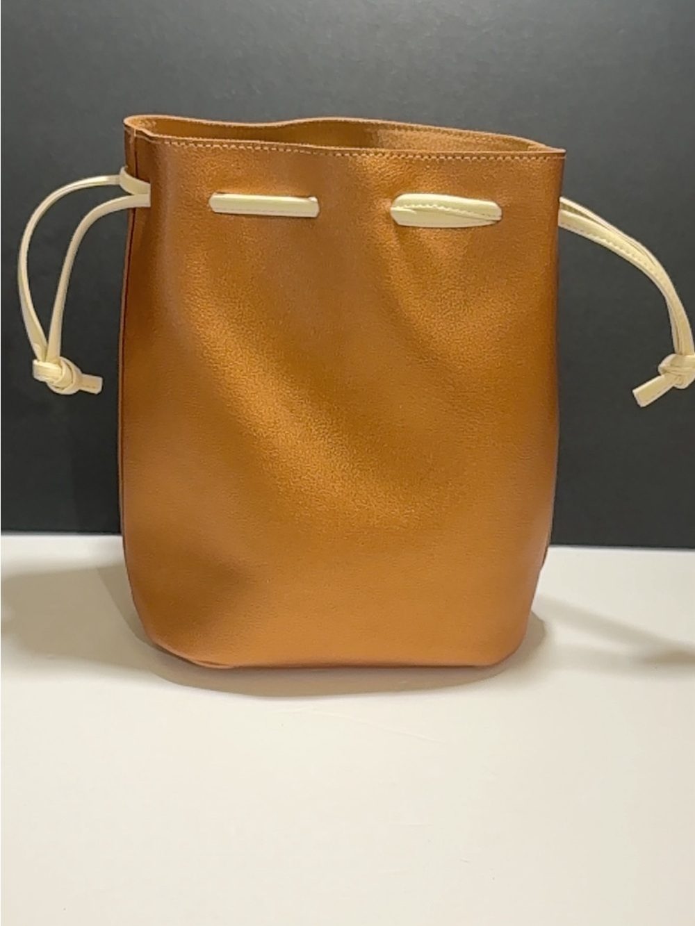 Bath & Body Works Brown Solid Bucket Bag Drawstring Closure Strap Women’s